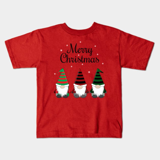 Merry Christmas Gnomes Black Kids T-Shirt by KevinWillms1